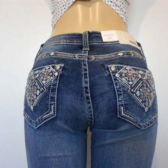 🌸SOLD🌸 New GRACE in LA Jeans Size 29 Mid Rise Boot Cut - Picture 5 of 14
